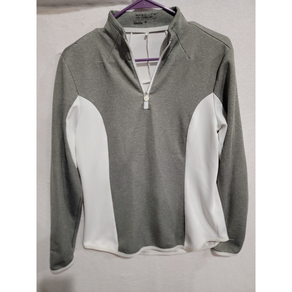 NIKE Golf Tour Performance 1/4 Zip Pullover 483648-082 Womens Size M Gray White